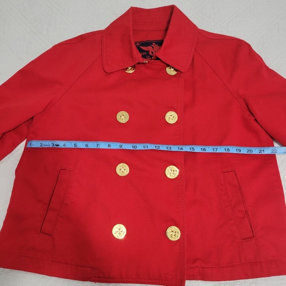 Lauren Ralph Lauren Red Cotton Cropped Double Breasted Jacket - Picture 11 of 16